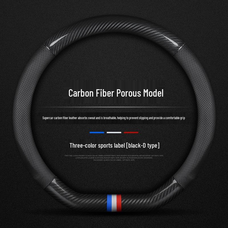 XPeng Steering Wheel Cover for P7, G3, G3i, P5 - Genuine Leather Carbon Fiber, High-Quality.