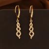 18k Gold Plated Braided Twisted Ear Cuff Long Earrings for Women - Embedded Synthetic Zirconia, Elegant No-Piercing Jewelry for Party & Daily Commute