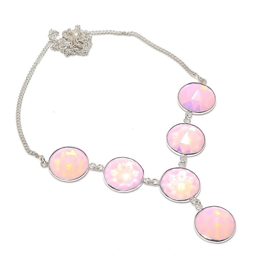 Natural Milky Opal Gemstone 925 Sterling Silver Jewelry Necklace 18  ASN-6043