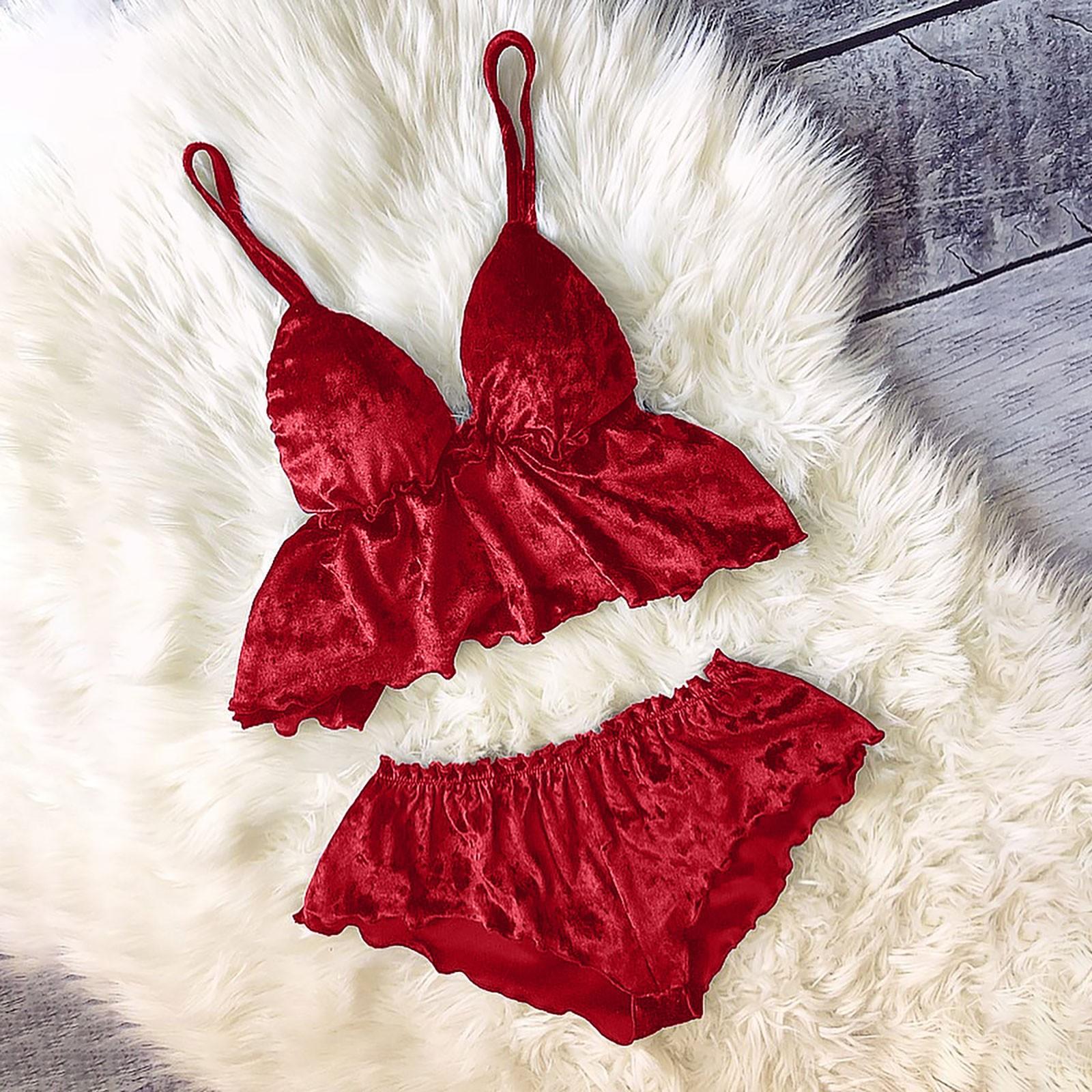 

Женский пижамный комплект с v-образным вырезом, бархатные сексуальные однотонные пижамные шорты, комплект из двух предметов XL красный