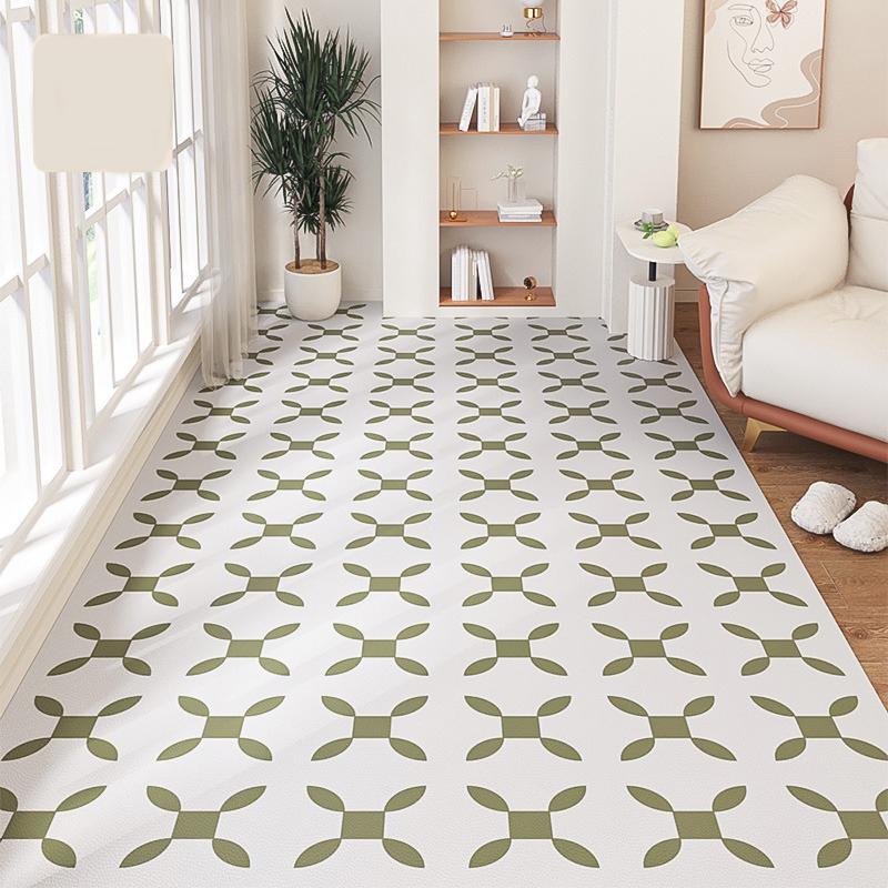 Carpet for Balcony Waterproof Floor Mat Large Pvc Leather Non-slip Foot Mats Green Pattern Classic Kitchen Home Decoration Rug