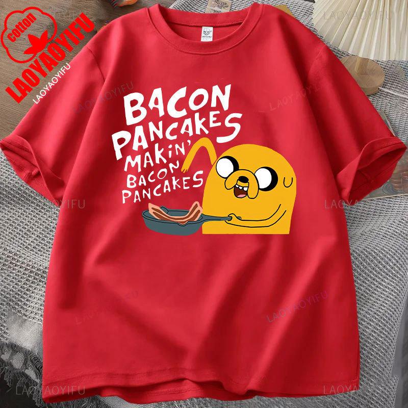 Fashion Hot Sale Kawaii Clothing Adventure Time Anime T Shirt for Men Jake and Finn Bacon Pancake Girl Boy Casual Cotton Tops