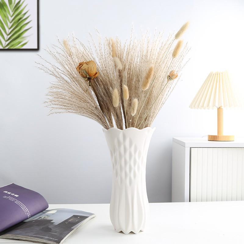 Große Nordic Weiße Keramikvase für Hydroponik & Trockenblumen - Moderne Wohnkultur