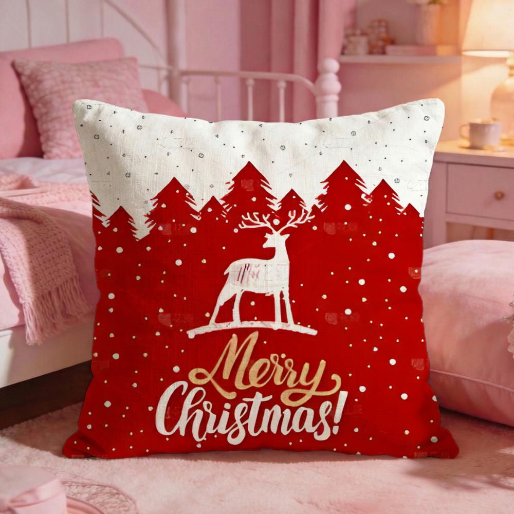 Cchristmas Cushion Cover Premium Comfort Reversible Pillow Cove Two In One Design For Any Room  Car Interior