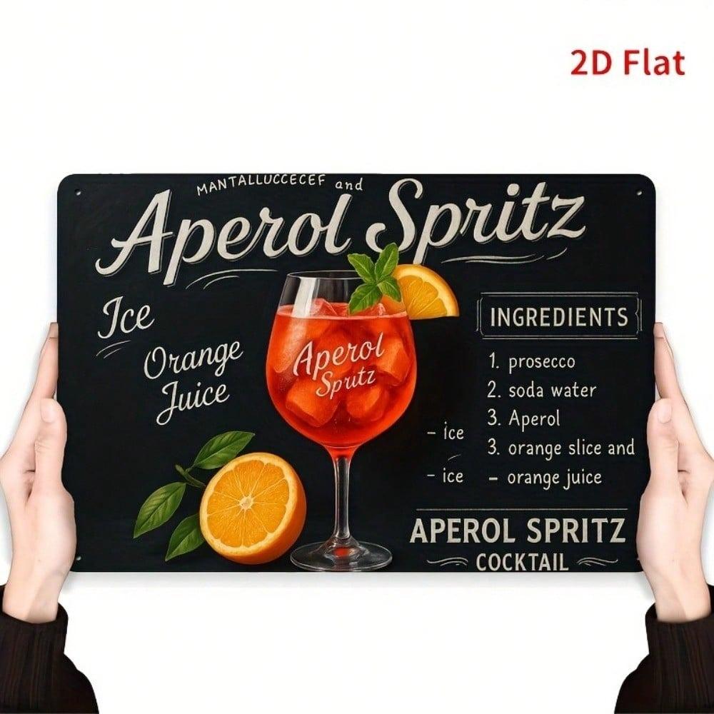Vintage plechová cedule Recept na Aperol Spritz Kovové nástěnné umění Dekorace do kuchyně a baru