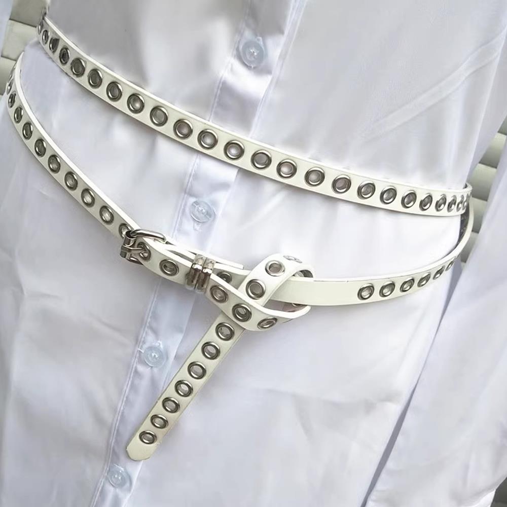 

Korean Double Layer Belt Y2K Fashion Basic Strap Sweet Cool Style Adjustable Waist Chain for Women one size белый