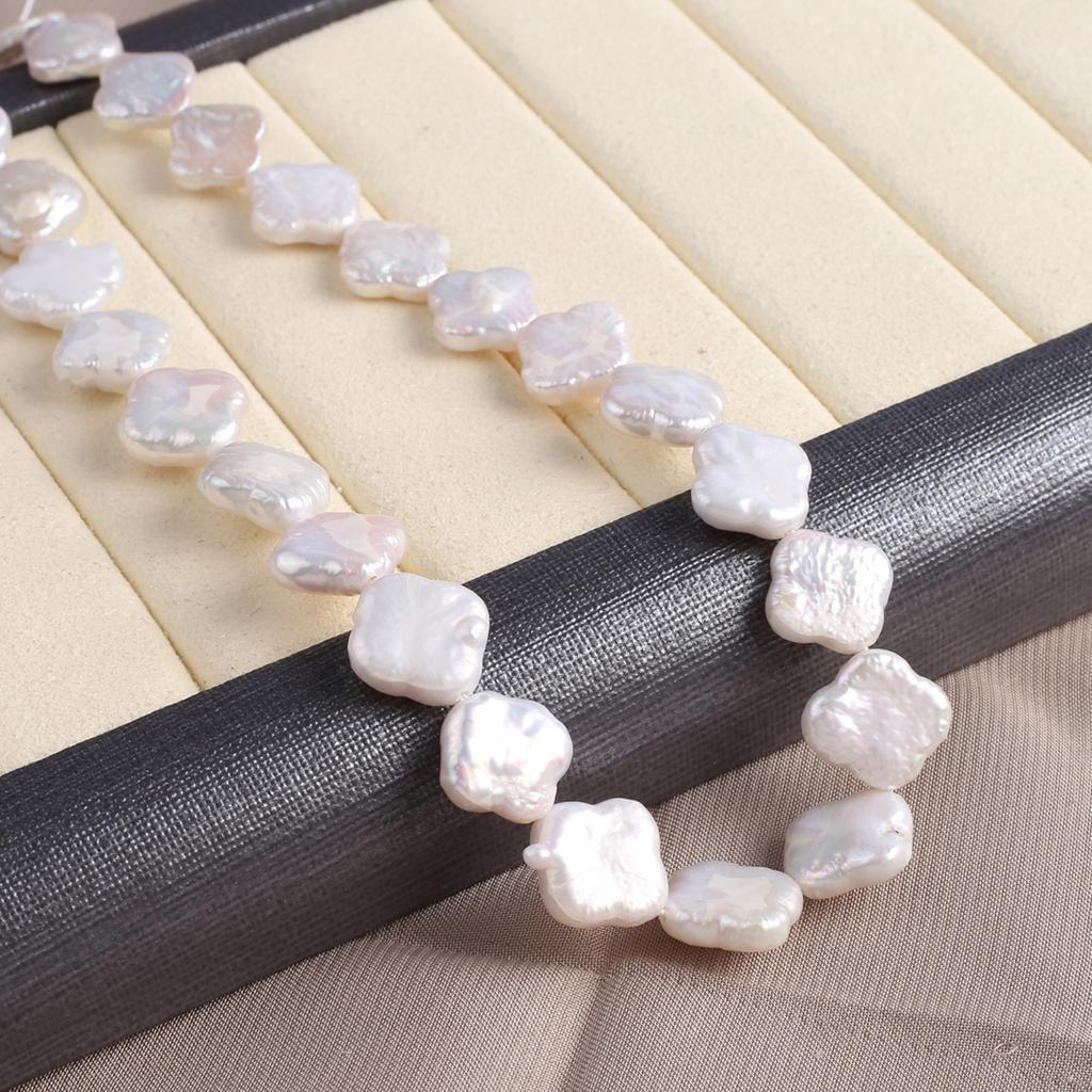1String, White Natural Freshwater Pearls, Boho Lozenge Pearl Beads, 12mm, for DIY Jewelry Making, Unique Birthday Party Wedding Crafts, 36cm