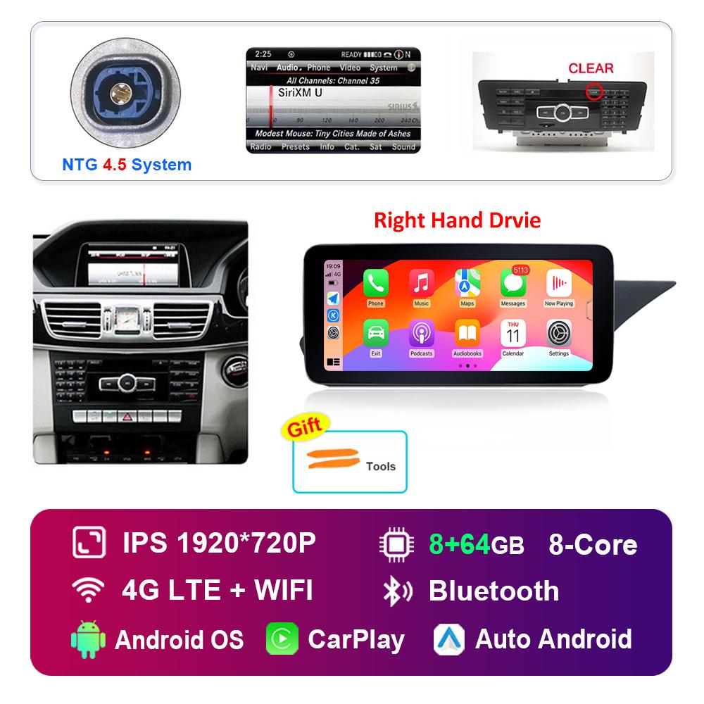 10.25 Inch Right Hand Drvie for Mercedes Benz E Class W212 2009 - 2015 NTG 4.0 4.5 System Android Car Radio Multimedia Player