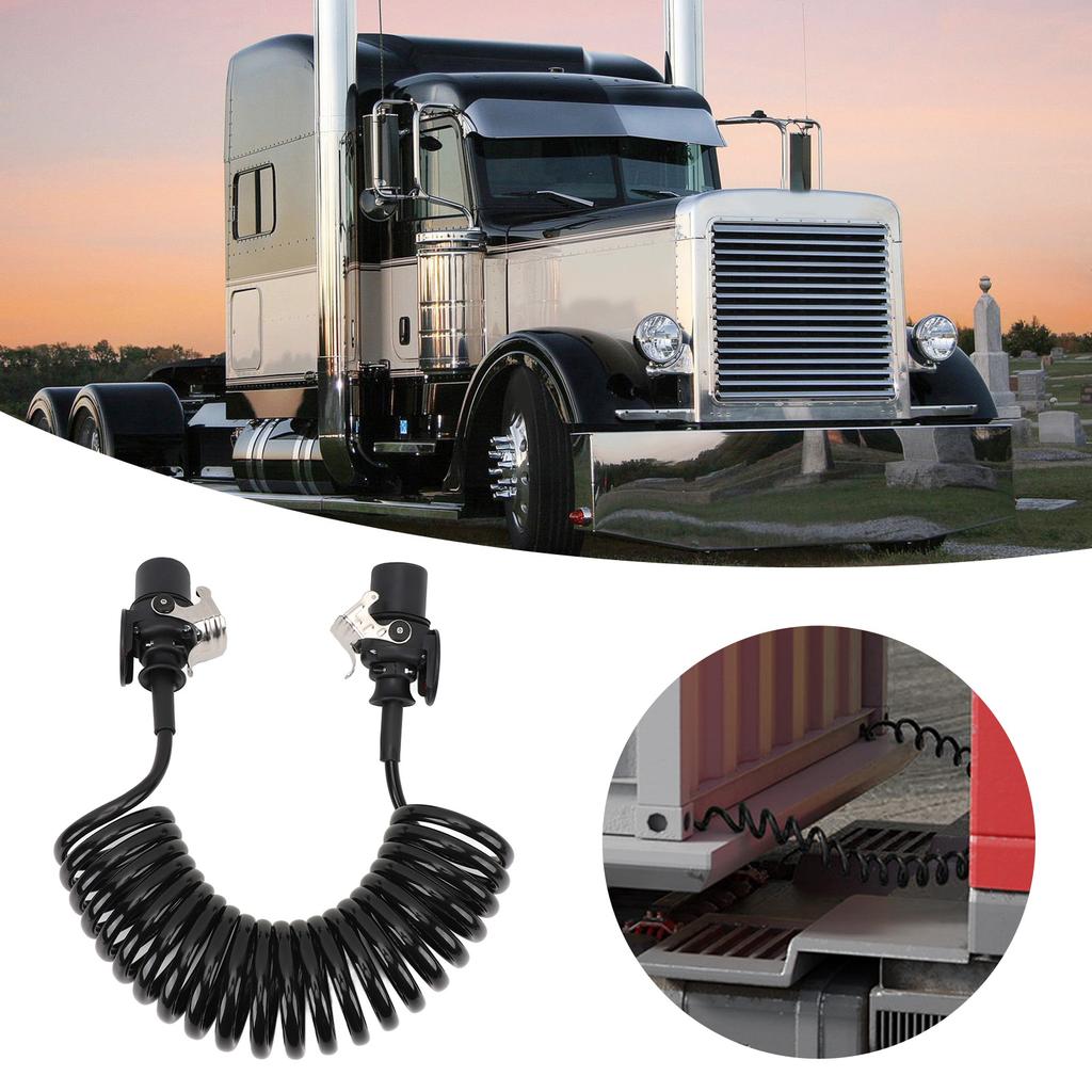 7 Way Coiled Trailer Cord Enhanced Performance Water Resistant Dust Proof Electrical Power Coil Cable Wire for RV Towed Vehicle