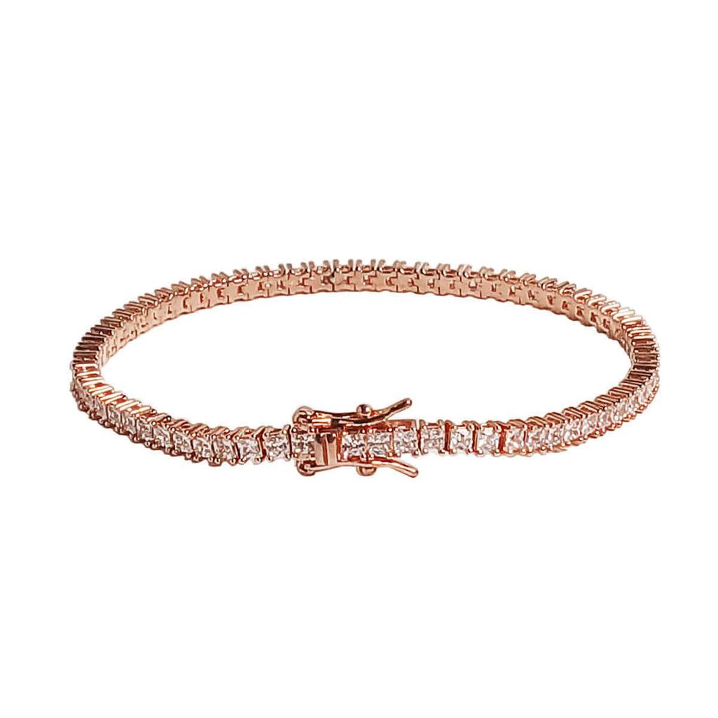Mezmic Moissanite Square Pave Setting Tennis 925 Silver Bracelet