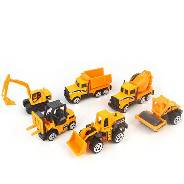 6Pcs/Set Mini Alloy engineering Car Tractor fire truck ambulance Toy Vehicle Dump-Truck Model Classic Toy Mini Gift For children