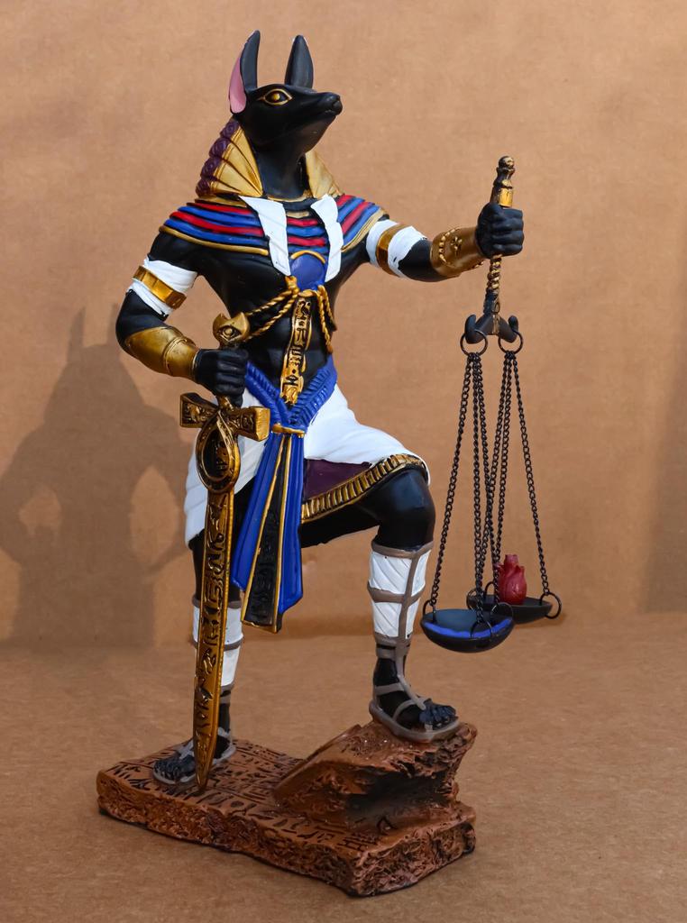 Eblos Ancient Egyptian God Anubis with Justice Scale God of the Dead and the Afterlife Weigh Your Heart Against an Ostrich Feather 10 Inches Tall - -