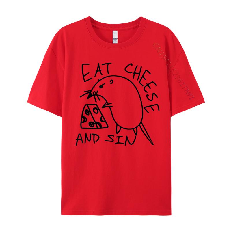 Eat Cheese And Sin T-shirts Casual Luxury Designer T-Shirts For Men Retro Top T-Shirt Normal Tees Cool