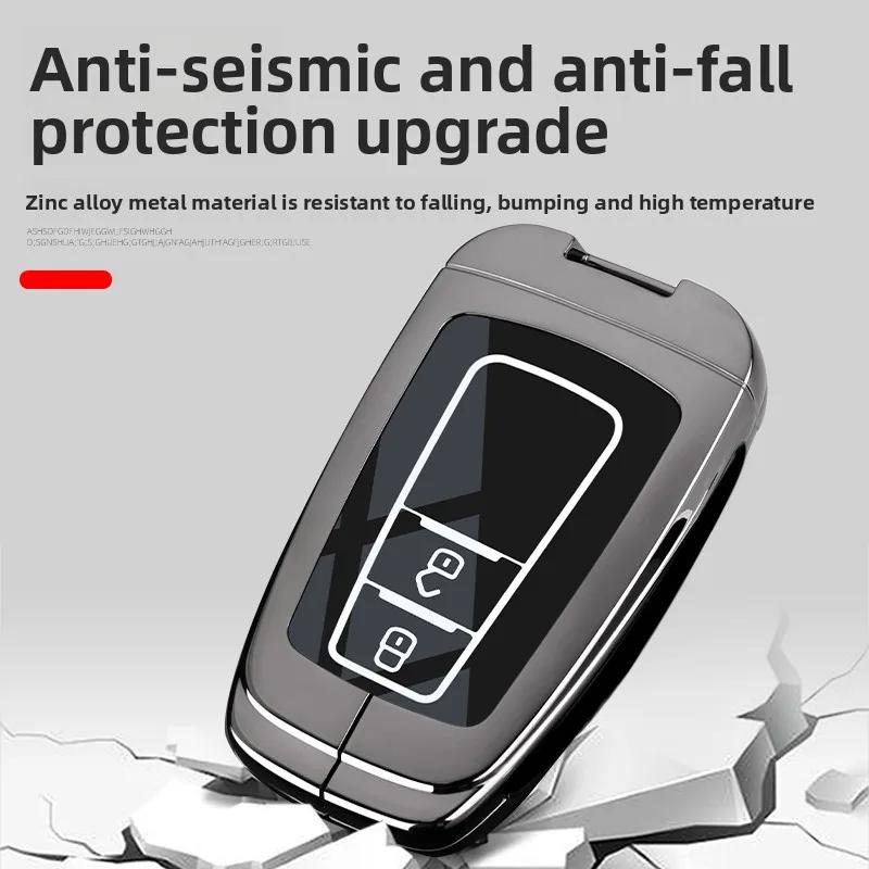 Zinc Alloy Leather Car Key Case Cover Shell for Toyota CHR Hilux Fortuner Land Cruiser 200 Camry Corolla Crown RAV4 Highland