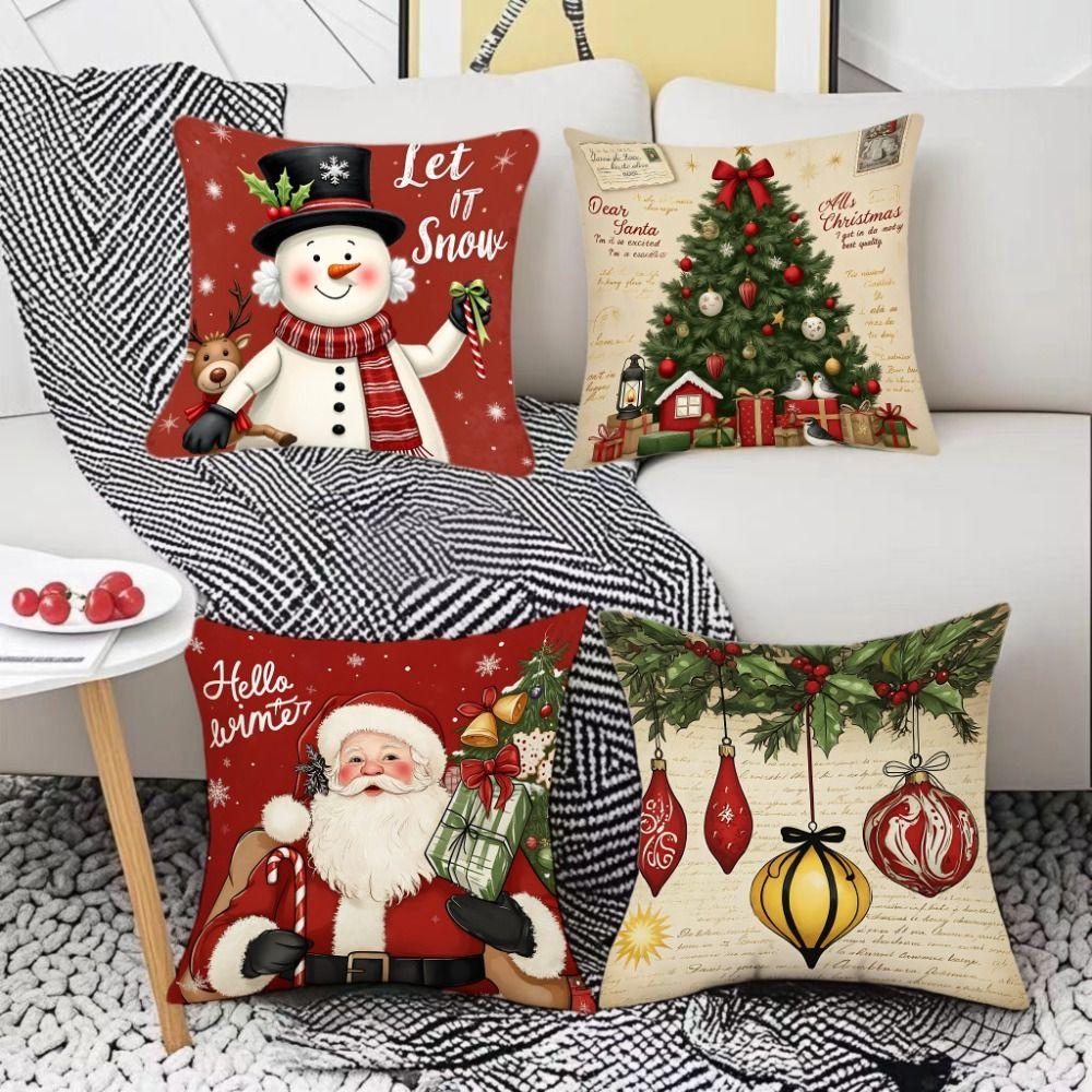 Plush Decorative Pillowcase Snowflake Throw Pillow Cover Elegant Christmas Pillow Cover  Xmas Decor
