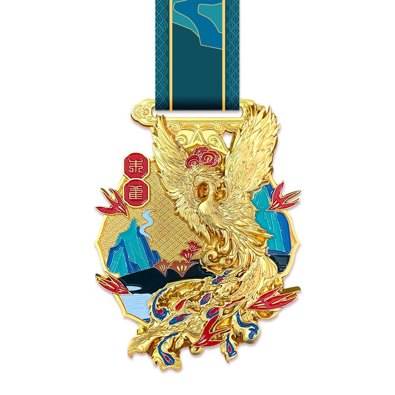 Individuell gestaltete Medaille in Tierform im chinesischen Stil, Erinnerungsmedaille für herausragende Mitarbeiter bei Marathon-Unternehmensveranstaltungen, 1 Stück