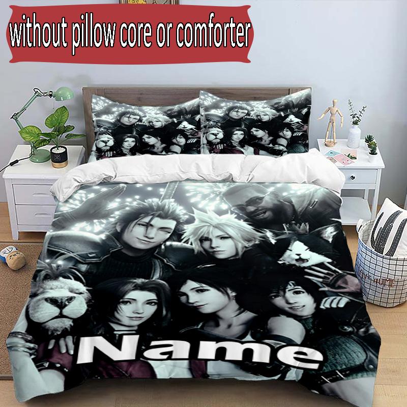 3pcs Duvet Cover Set (1*Duvet Cover + 2*Pillowcase, Without Core), Custom Name Final Fantasy Pattern Bedding Set, Home Bedroom Decor Gift