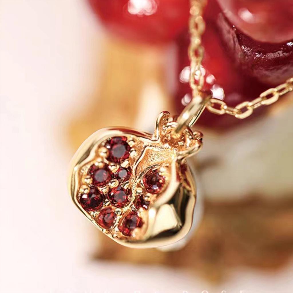 Unique Pomegranate Earrings/Necklace for Women Fashionable Zircons Jewelry Creative Fruit Shaped Ornament Women Gift