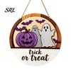 Solid Wood Door Plaque Halloween Layered Round Hanger, 3D Pumpkin Ghost Owl Welcome Sign, Fall Party Decorations Farmhouse Front Wall Hanging
