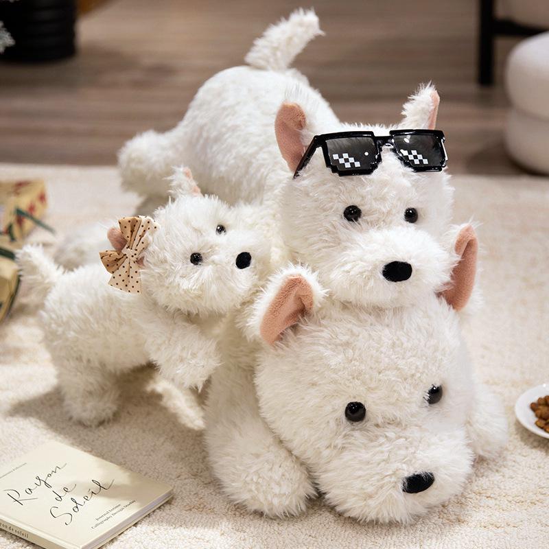 Adorable West Highland White Terrier Plush Puppy Doll - Sleeping Girl Figurine Toy, Perfect Birthday Gift