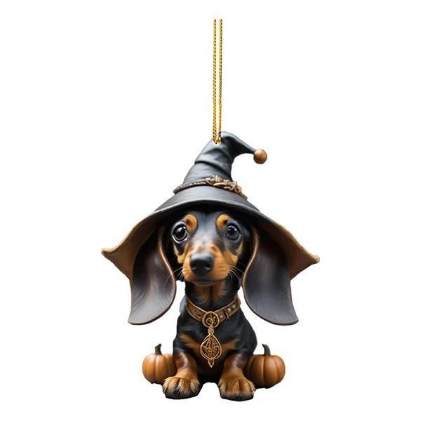 

Adorable Cartoon Christmas Hat Dog Pumpkin Dachshund Car Hanging Ornament Acrylic 4