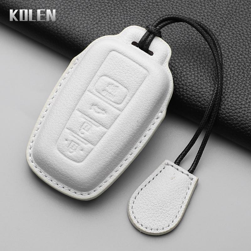Genuine Leather Auto Smart Key Fob Cover Case Housing Fit For Toyota Prius Camry Corolla Chr C-Hr Rav4 Land Cruiser Prado 2 3 4 Button Auto