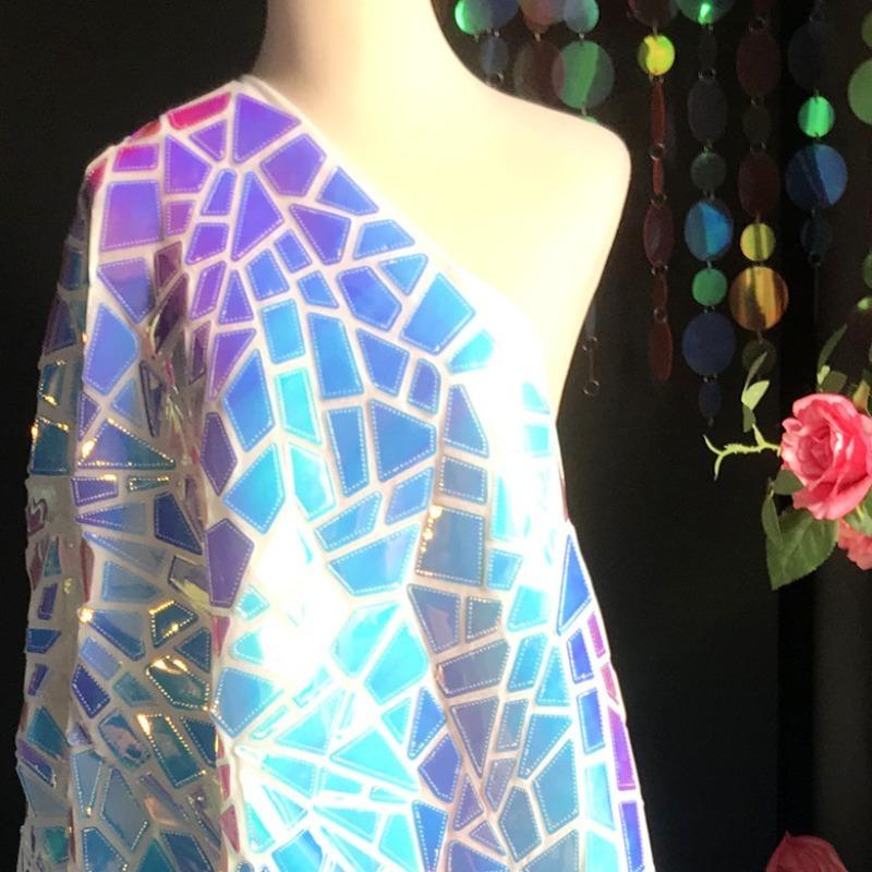 Gorgeous Geometric Sparkle Sequin Fabric African Embroidered Mesh Fabrics Lace Nigerian Fabric for Dress Craft Decor DIY Sewing