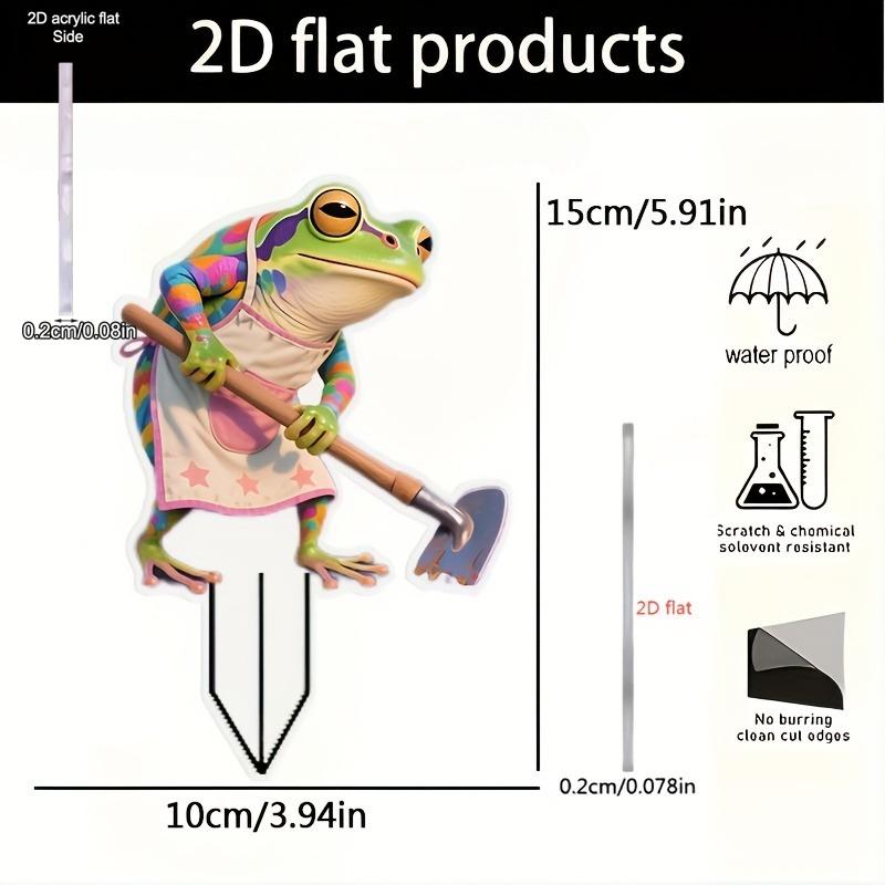 2D Flat Acrylic Working Frog Garden StakeWooden Sign, Outdoor Gardens and Potted Landscapes Signs, Suitable for wall decoration, porch, room, villa,