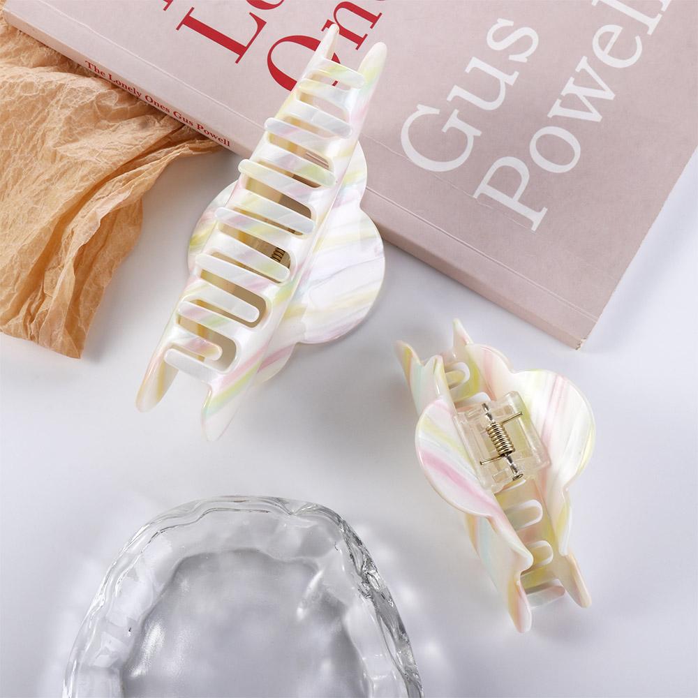 Rainbow Cloud Acetic Hair Claw Stripe Rainbow Hair Clip Sweet Stripe Shark Clip  Party