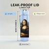 1PC Mona Lisa Classic Portrait 750ml Color Plastic Sports Water Bottle Leakproof Flip Straw Lid For Sports Office Home Use