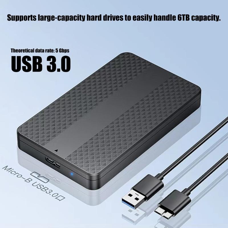 Portable 2.5inch SATAs Hard Drive Enclosure for SSDs HDDs No Screw Design ABS Construction