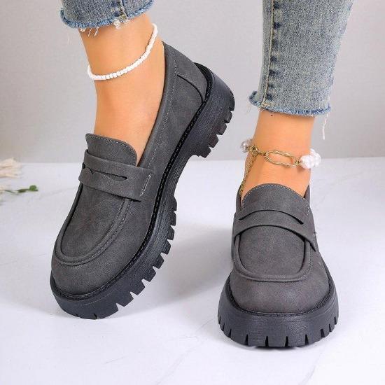 women shoes Ladies' solid color thick heeled loafers, fashionable college style formal shoes, comfortable shoe covers