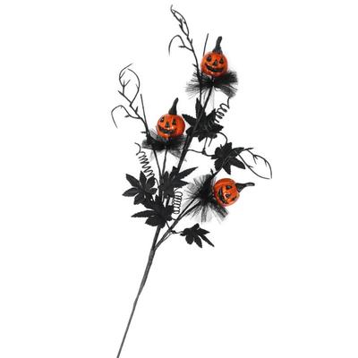 Halloween Noir Érable Citrouille Branches Fleurs Gothiques Effrayant Feuille d'Érable Artificielle Citrouille Plastique DIY Plantes Artificielles