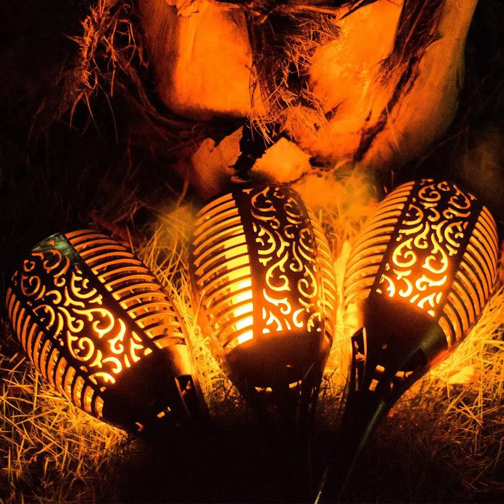 1/2/4/6/8/10/12Pcs Solar Flame Torch Light Flickering Light Waterproof Garden Decoration Outdoor Lawn Path Yard Patio Floor Lamp