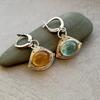 Luxurious Silver Geometric Triangle Able Yellow And Blue Zircon Earrings Suitable For Women To Wear