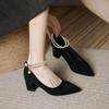 French design pearl high heels autumn new fairy style niche temperament thick heel single shoes