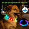USB-aufladbares schillerndes blinkendes Hundehalsband mit vollfarbigem leuchtendem Design für den Außenbereich