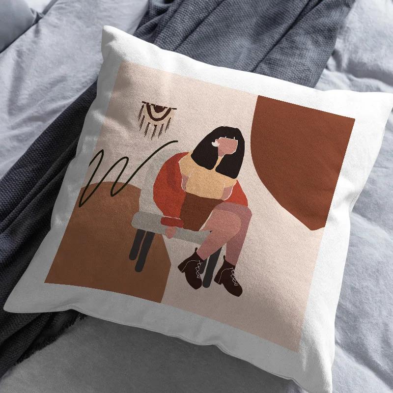 45x45cm Nordic Green Leaf abstract geometric embrace pillowcase Comfortable sofa Office Seat cushion cover Home decor Pillowcase