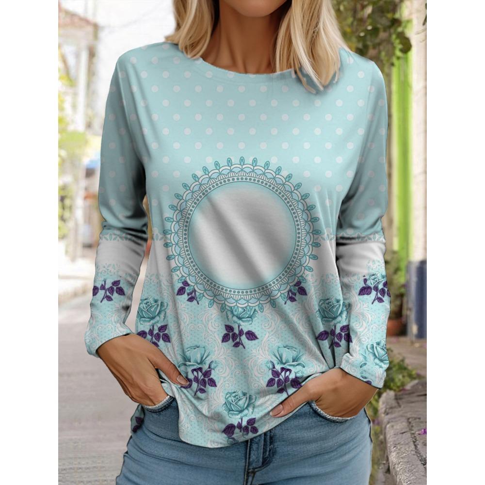 

Round neck casual top long sleeved T-shirt XS