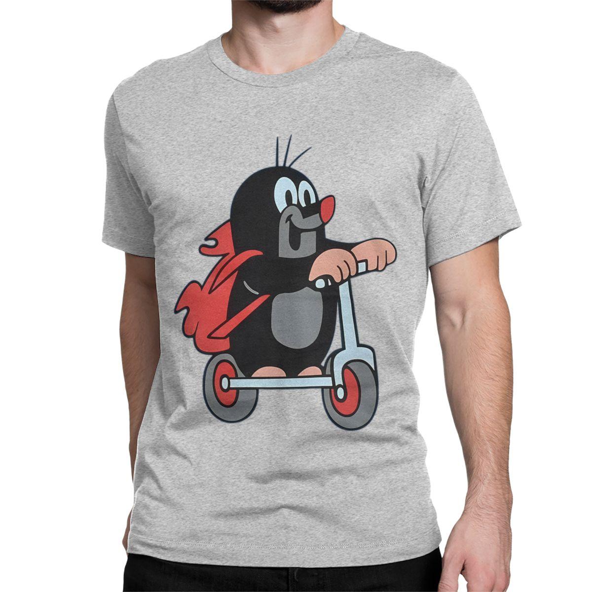 BenberFashion Coole De Kleine Muis Fiets T-shirts Mannen Vrouwen Ronde Hals Puur Katoen T-shirts Cartoon Vrienden Samen T-shirt Nieuwe Kleding M