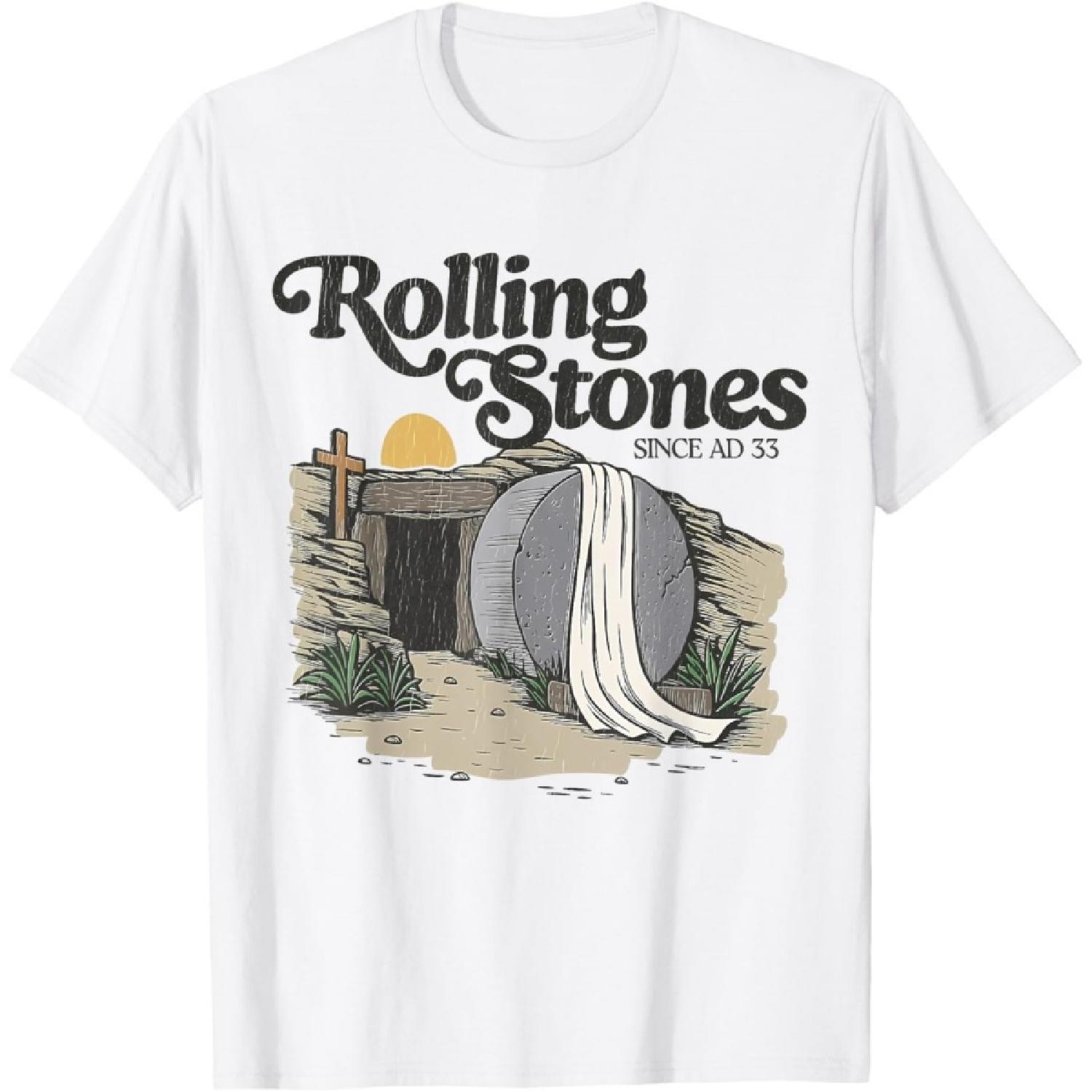 Easter The Stone Was Rolled Away He Is Alive Retro Christian T-Shirt XXXXXL белый