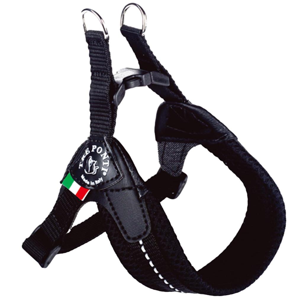 Tre Ponti Fibbia Adjustable Soft Mesh Harness for Dogs, Cushioned and Breathable (LTP123) (Size 1, Black)