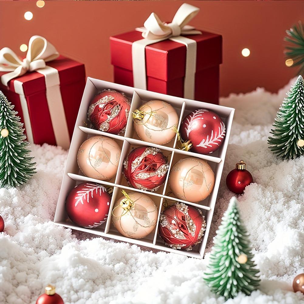 Red White Gold Christmas Baubles 9pcs 6cm Christmas Tree Ball Ornaments Christmas Crafts Supplies Christmas Decorations