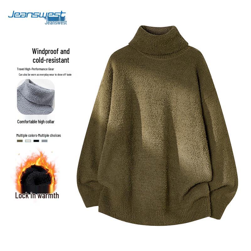 

JEANSWEST Men s Thickened Turtleneck Knit Sweater 3XL