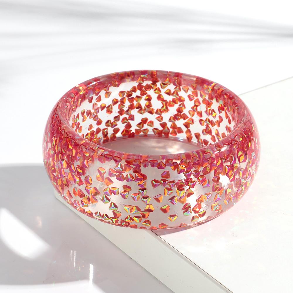 

New Colorful Foil Geometric Resin Wide Bangle for Women Stackable Chunky Acrylic Round Statement Bracelets Trendy Jewelry Gifts красный