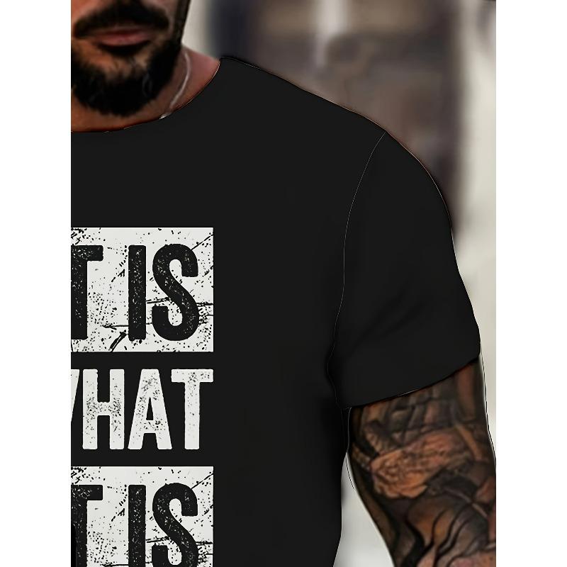 European sizes Men'S Short-Sleeve Summer T-Shirt with a Round Neck, Featuring a Comfortable Casual Outdoor Letter Design, Plus Size