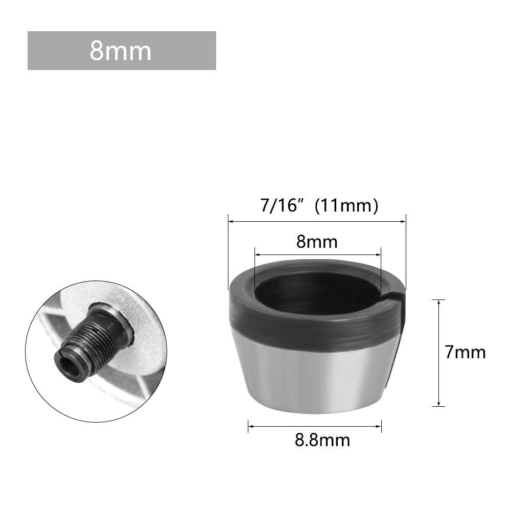 6mm/ 6.35mm/ 8mm Trimmer Collet Adapter Milling Cutter Chuck Trimming Clamp Adapter Router Collet Chuck Replacement Accessories