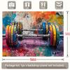 2D Vibrant Weightlifting Barbell Backdrop for Home Gym Decor