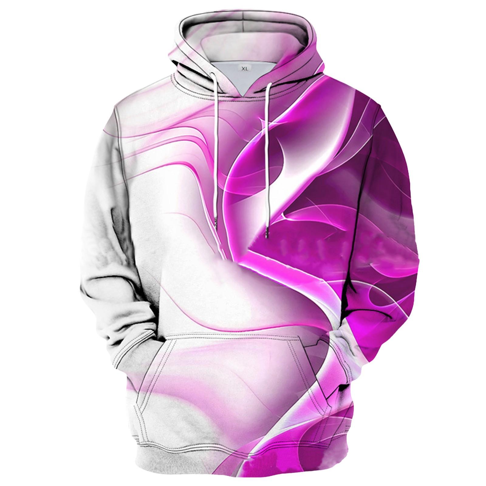 

Мужская свободная толстовка с капюшоном с принтом, мужская повседневная модная спортивная толстовка L розовый