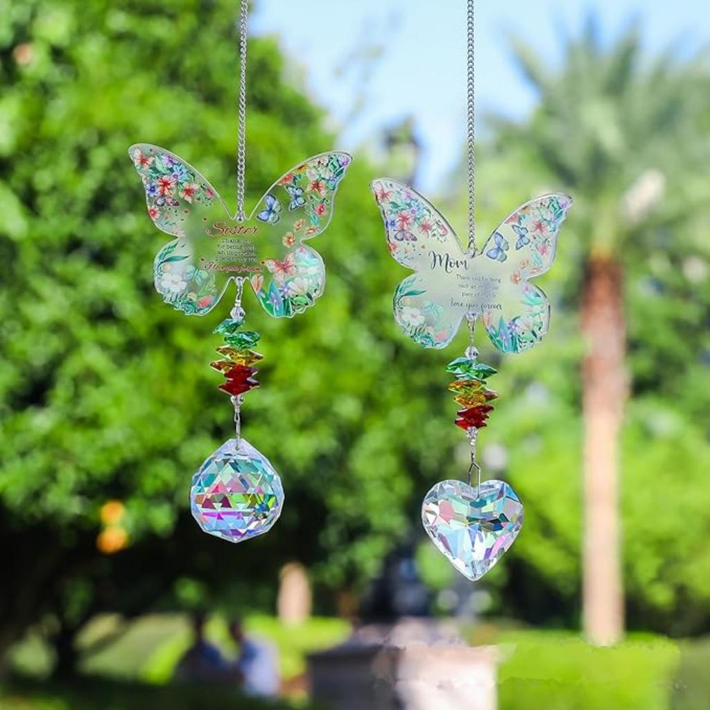 Kryształowy łapacz słońca motyl prezenty dla mamy, prezenty urodzinowe dla siostry, prezenty dla mamy od córki syna dla mamy Dzień Matki Święto Dziękczynienia wisząca ozdoba